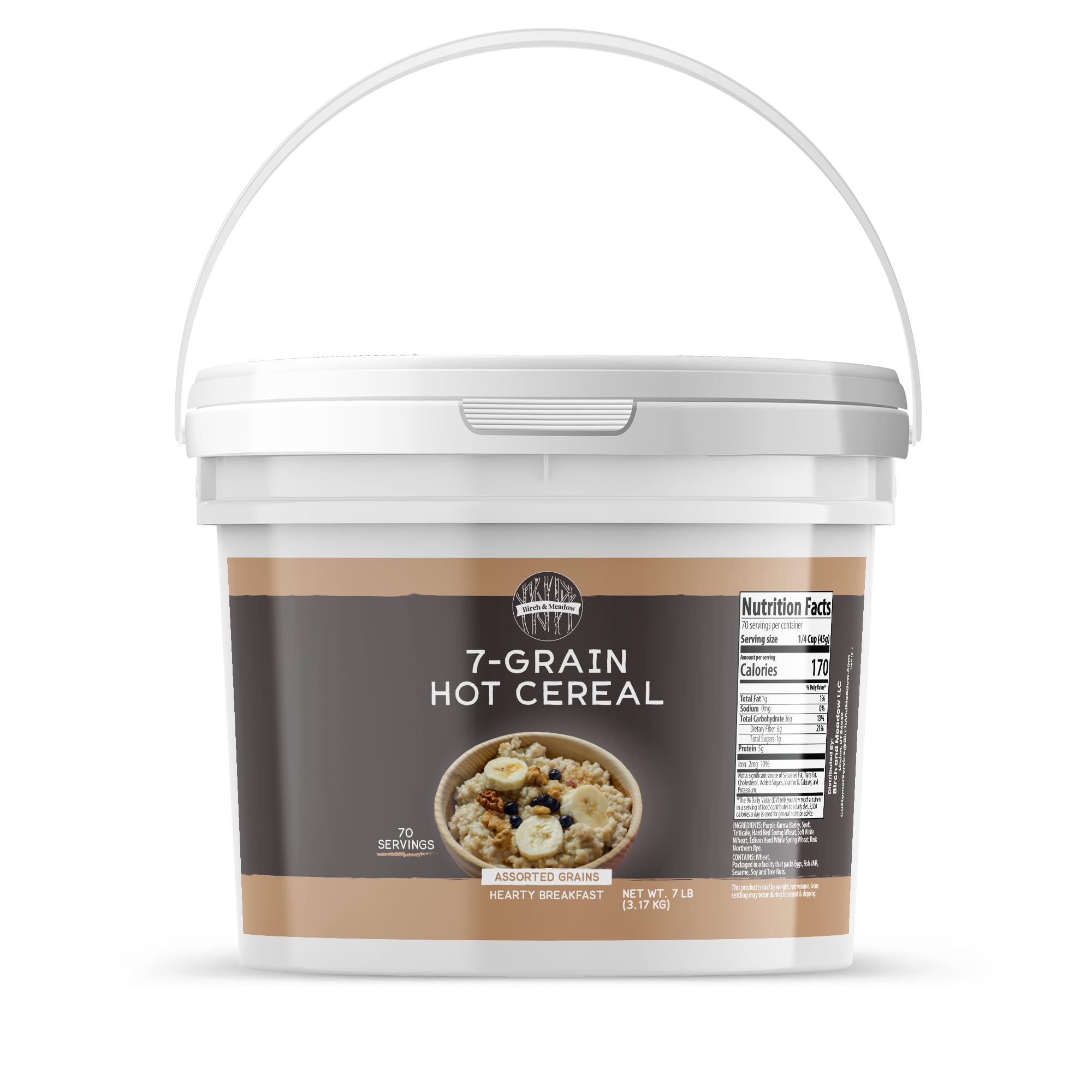 Birch & Meadow 1 Gallon of 7-Grain Hot Cereal, Non-GMO, Hearty Breakfast, Fiber Rich