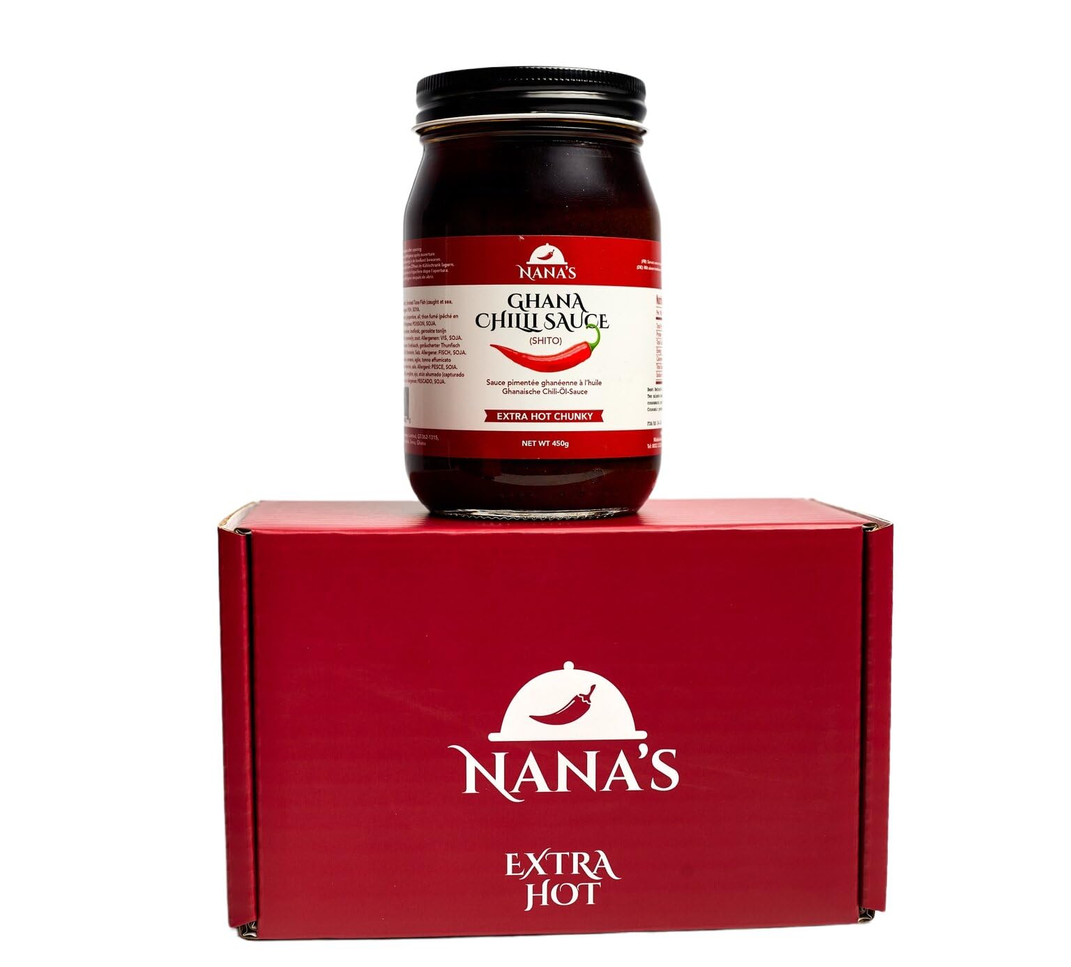 Nana Shito Ghana Chili Sauce - Shito Made with Fresh Chili, Shrimp & Spices, Adds Heat & Flavor to Any Dish, Traditional Ghana Recipe, Resealable Jar