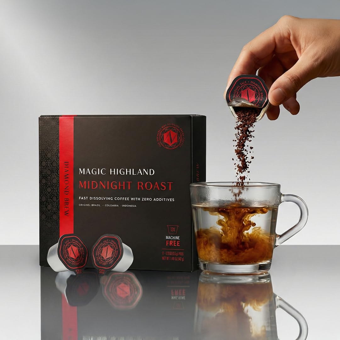 Luxury Dark Roast - 162mg Caffeine, Hot or Iced Craft Instant Coffees, Cold Brew Coffee, Double Shot Espresso, 12 Counts, 100% Arabica, Sugar Free, No