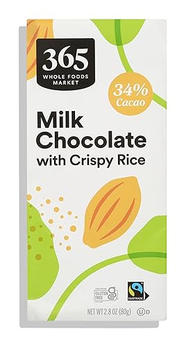 365 by Whole Foods Market, Crispy Rice Milk Chocolate Bar, 2.8 Ounce