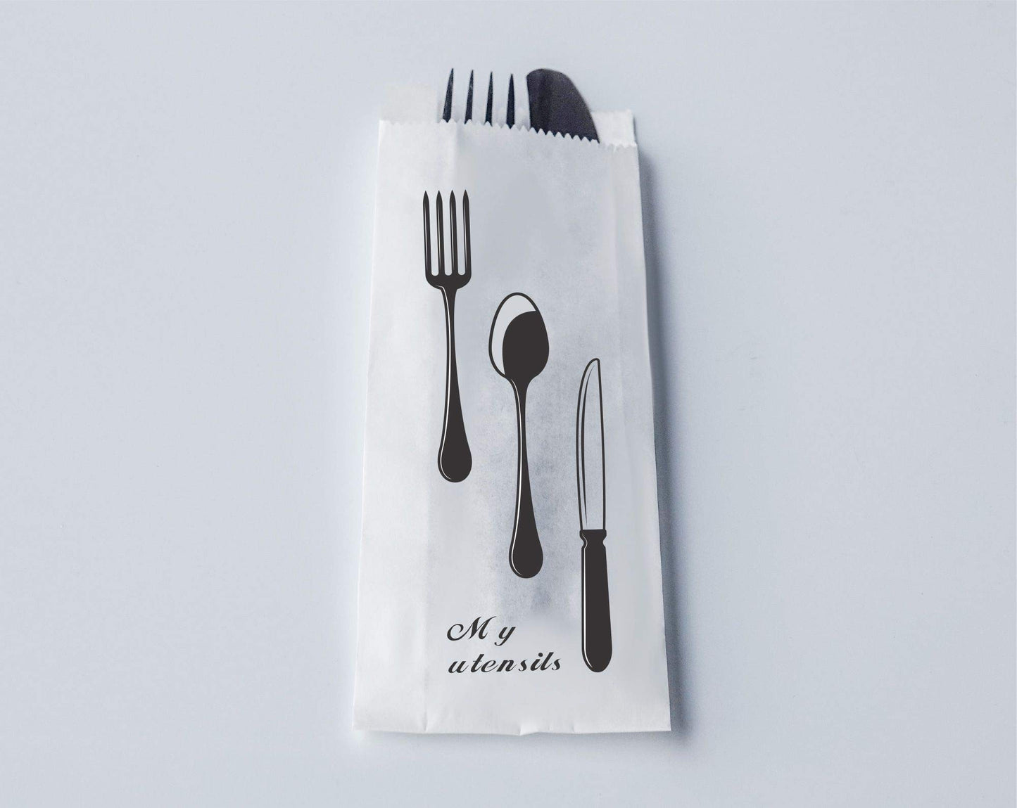 100 Pack 100% White Kraft Paper Bags, 2.75 x 10 inches White Plain Bag Kitchen Cutlery Utensils Holder
