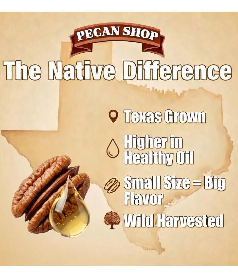 Pecan Shop Unsprayed Sprouted 2 lb Raw Wild-Harvested Family Recipe Crispy Sea Salt Texas Native Pecans-Fresh Direct Ship