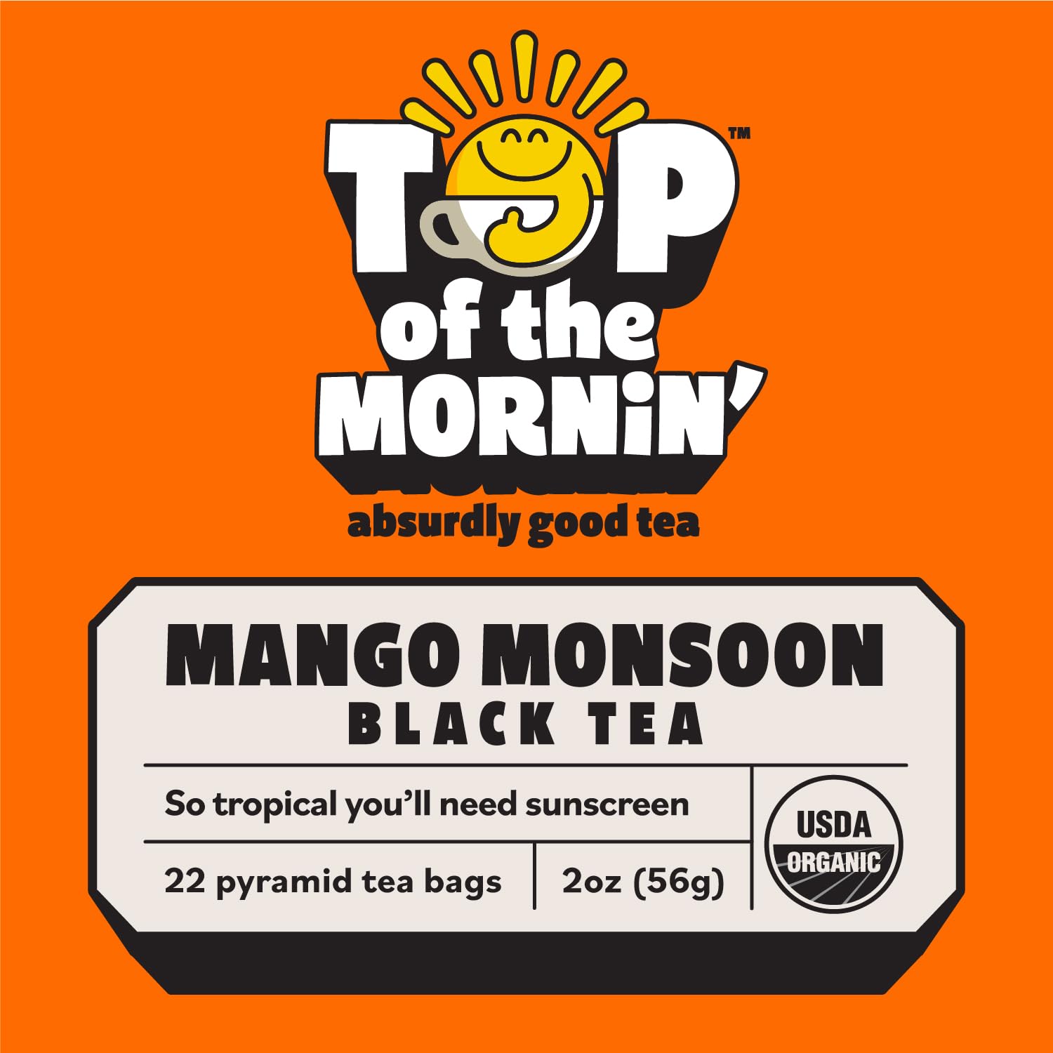 Top of the Mornin' Mango Monsoon Black Tea By Jacksepticeye | Black Tea With Hints of Mango and Calendula | Pyramid Tea Bags | 22 Count