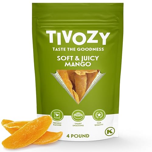 Dried Mango Slices - 4 Pound Bulk Pack, Soft & Juicy Sweet Dried Mango Healthy Snack, Delicious Texture, Chewy Ripened Mangos Dried Fruits