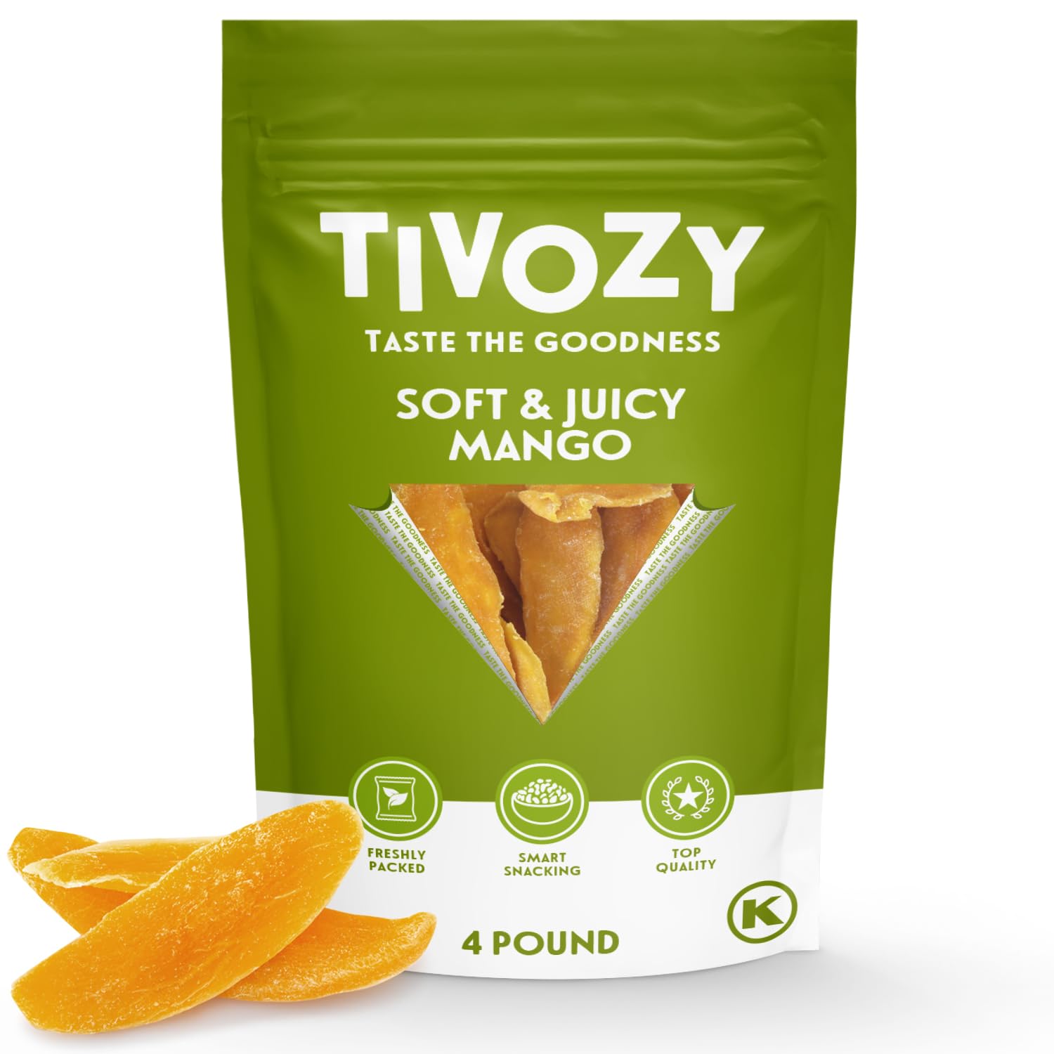Dried Mango Slices - 4 Pound Bulk Pack, Soft & Juicy Sweet Dried Mango Healthy Snack, Delicious Texture, Chewy Ripened Mangos Dried Fruits