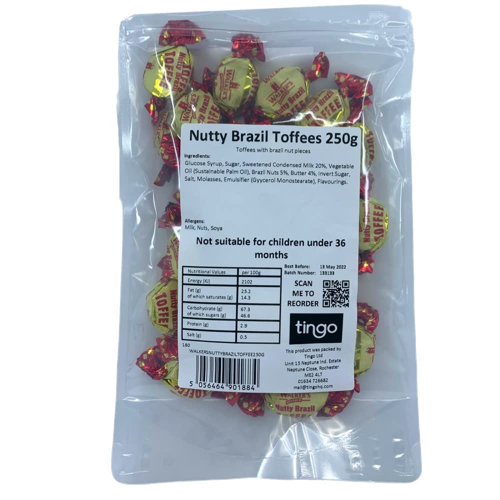 WALKERS NONSUCH TOFFEE Walker's Nonsuch Nutty Brazil Toffees 250g