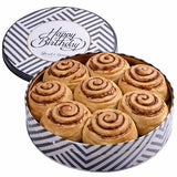 Birthday Cinnamon Rolls Gift Tin - Soft Baked Cinnamon Buns Pastries Individually Wrapped - Gourmet Bakery Treat in Reusable Tin - Happy Birthday Food