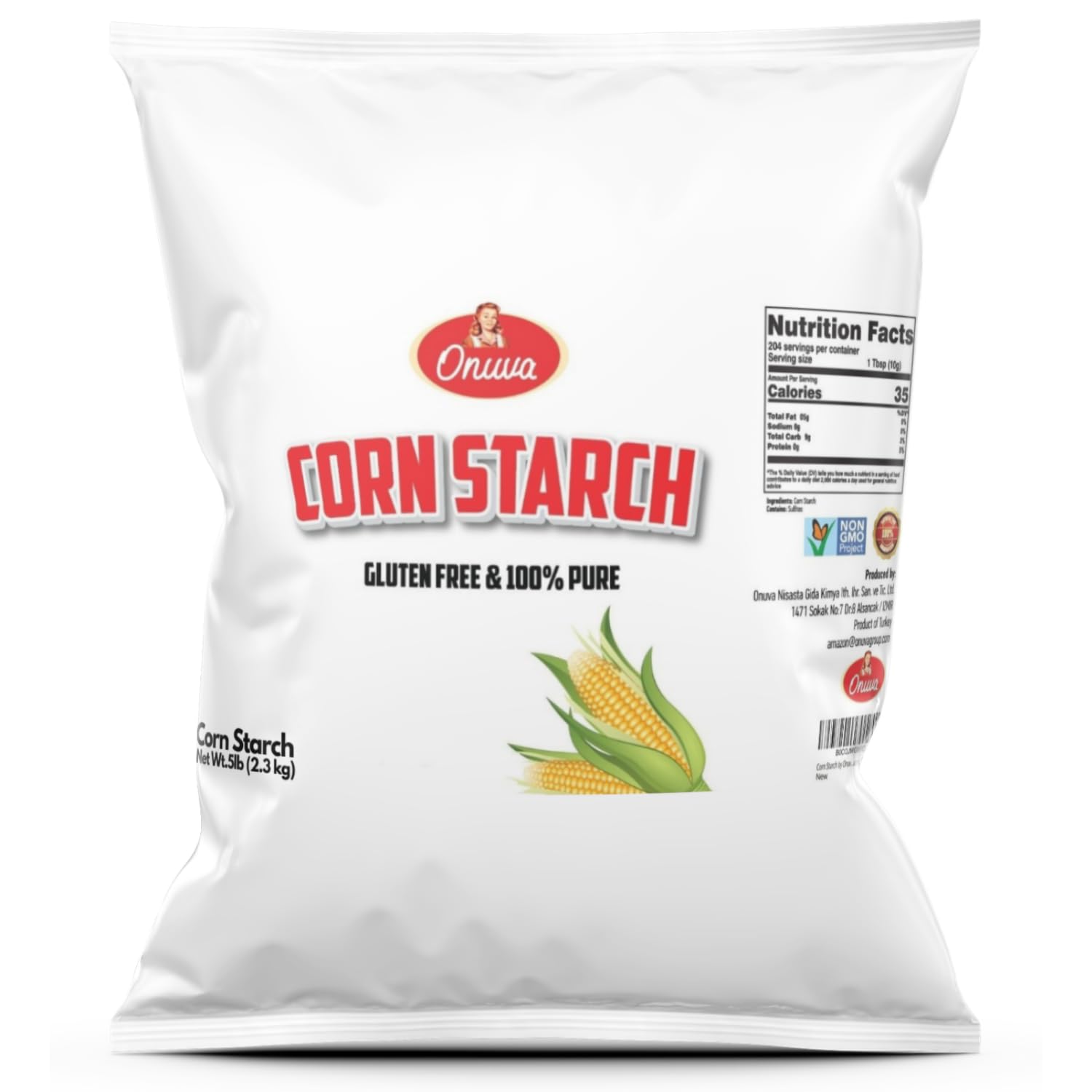 Corn Starch by Onuva - 5 lbs, (2,3 kg) - Gluten Free - Vegan - Thickener For Sauces, Soup, & Gravy