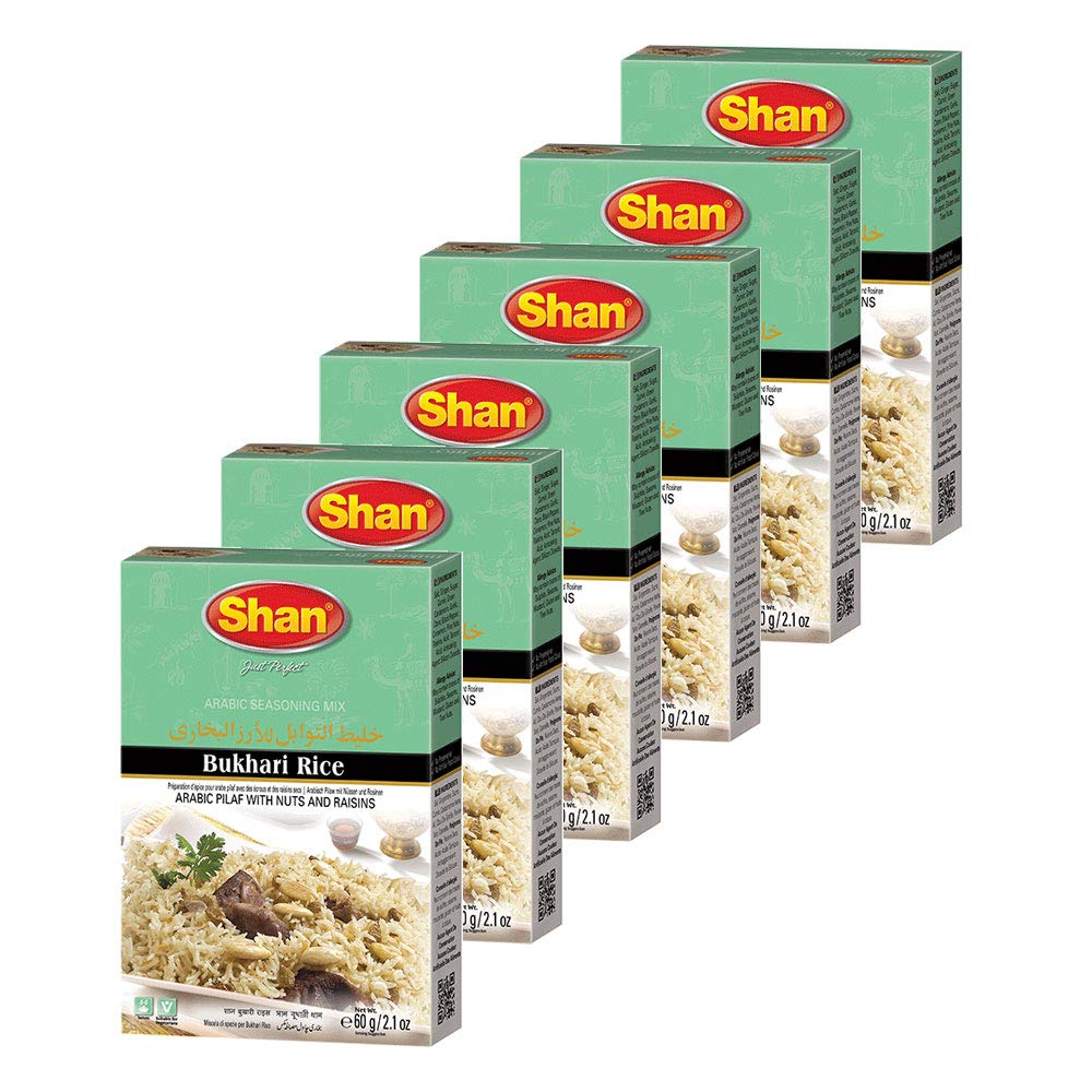 Shan Bukhari Rice Arabic Seasoning Mix 2.11 oz (60g) - Spice Powder for Arabic Pilaf with Nuts & Raisins - Suitable for Vegetarians - Airtight Bag in