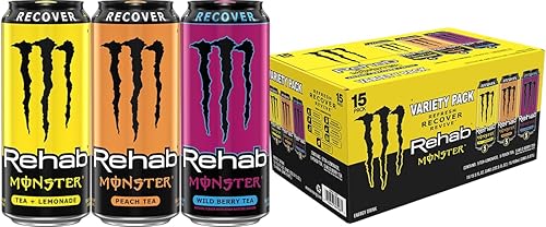 Monster Energy Rehab LPWBT, Variety Pack, Energy Iced Tea, 15.5 Ounce