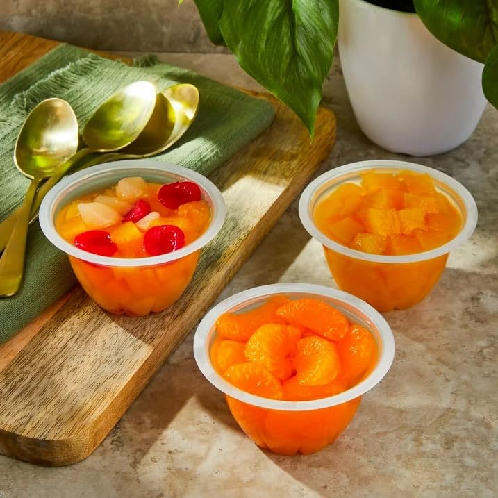 Great Value Fruit Cup Variety Pack, Diced Peaches, Mandarin Segments & Cherry Mixed Fruits in Fruit Juice, 4 oz, 24 Count (Pack of 2)