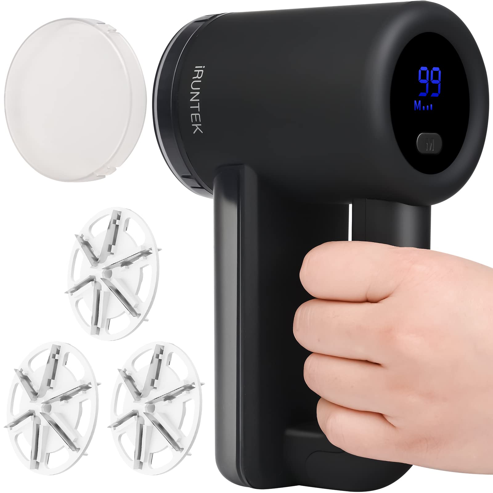 iRUNTEK Rechargeable Fabric Shaver & Lint Remover?3-Speed Lint Shaver with LED Display & Type-C Fast Charging Port?Sweater Shaver with Large Lint