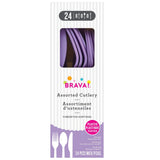 New Purple Plastic Heavy Weight Assorted Cutlery Set (24 Pc.) - Durable & Elegant Utensils, Perfect for Parties, Events, and Everyday Use
