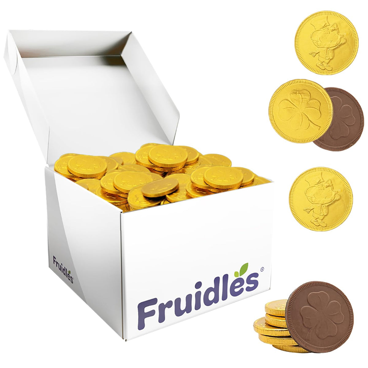 The Dreidel Company St. Patrick's Day Lucky Belgian Milk Chocolate Gold Coins, Nut-Free, Kosher Certified Dairy, Leprechaun Box (15 Pounds (Bulk))