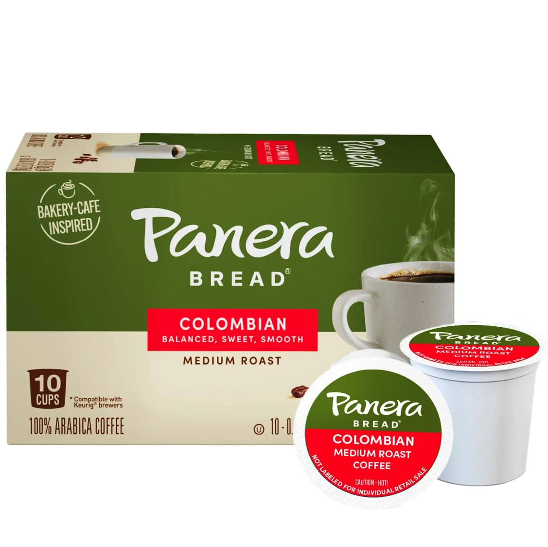 Panera Bread Colombian Medium Roast Coffee, Single Serve 10 Count Pods