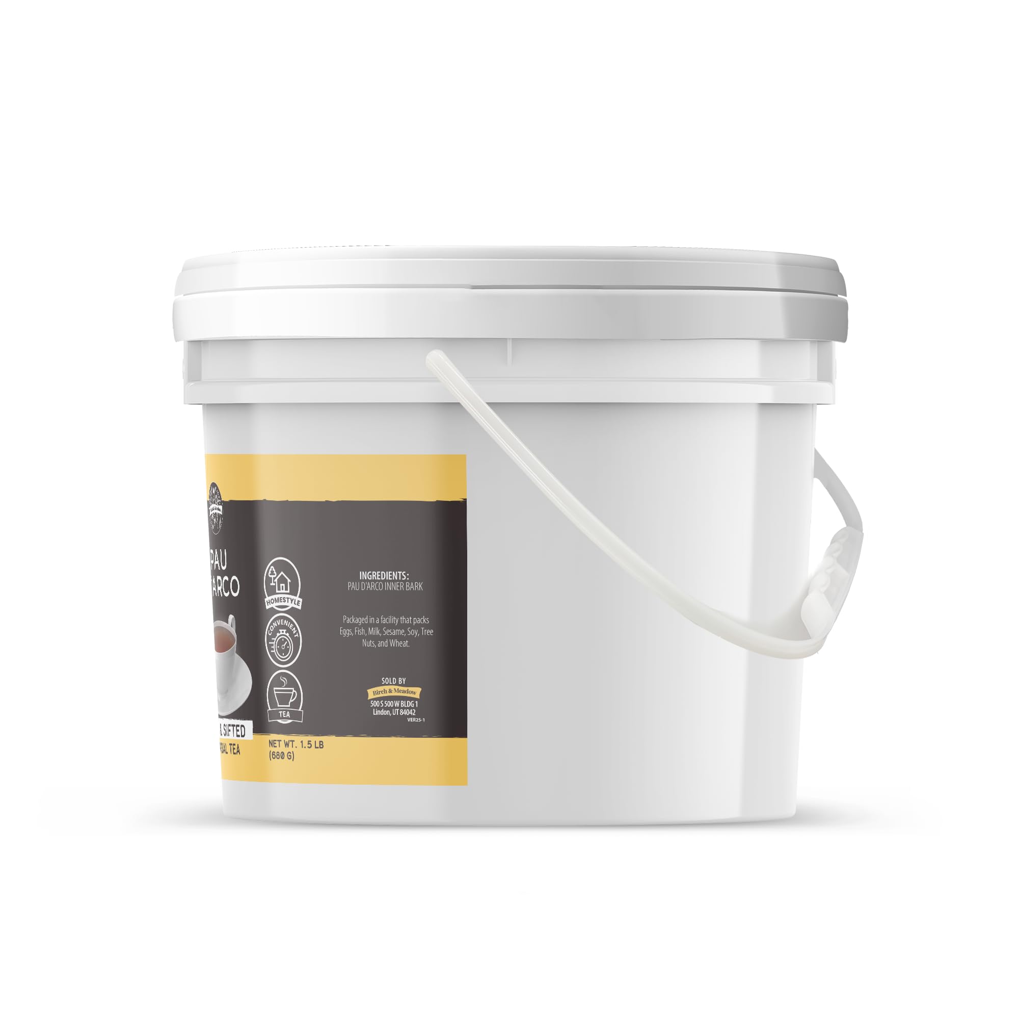 Birch & Meadow Pau D'Arco, 1 Gallon Bucket, Cut & Sifted, Herbal Tea, Inner Bark