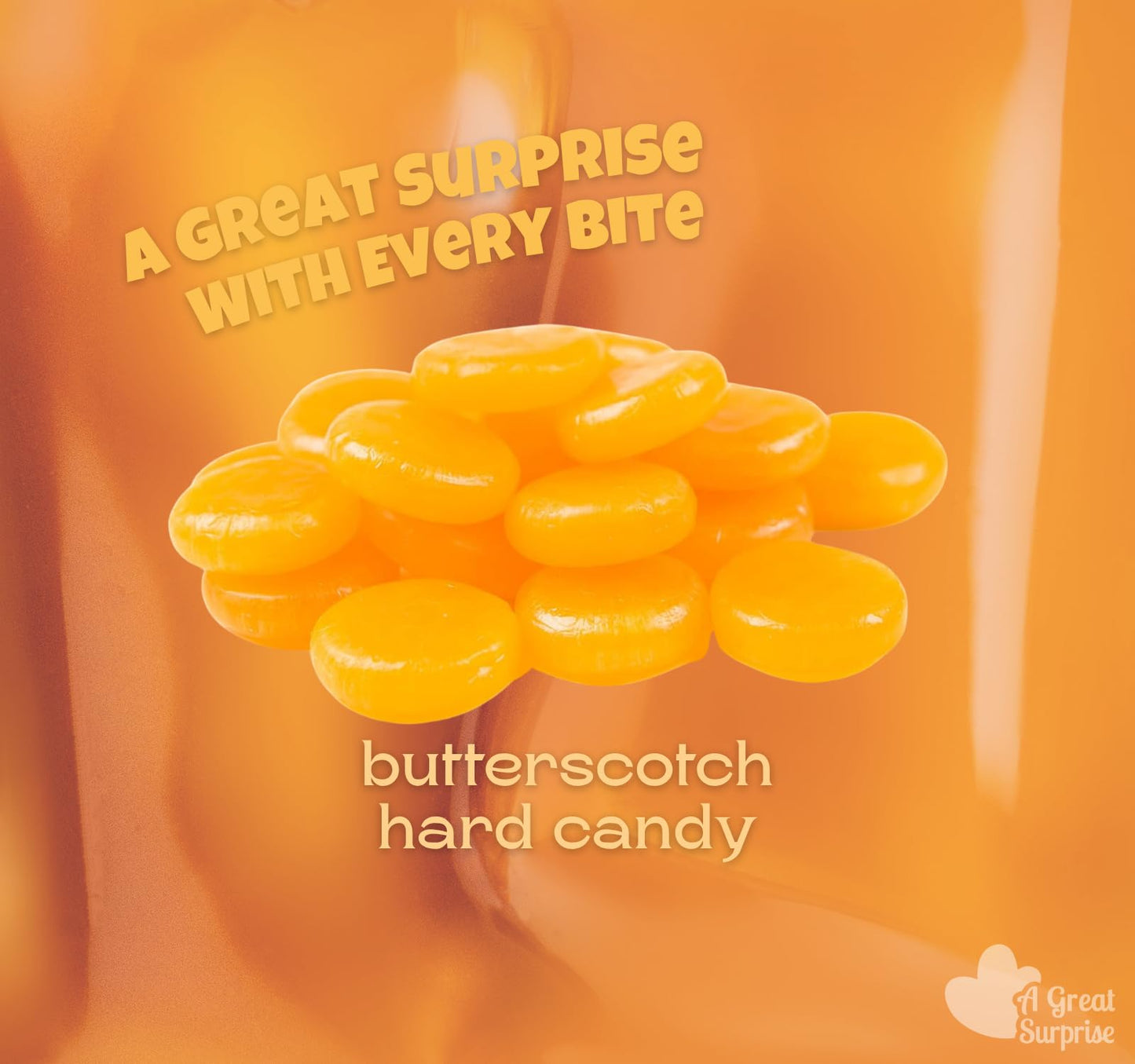 A Great Surprise Premium Butterscotch Hard Candy - 4 lb - Individually Wrapped Butterscotch Candy Discs Buttons - Classic Creamy & Old Fashioned