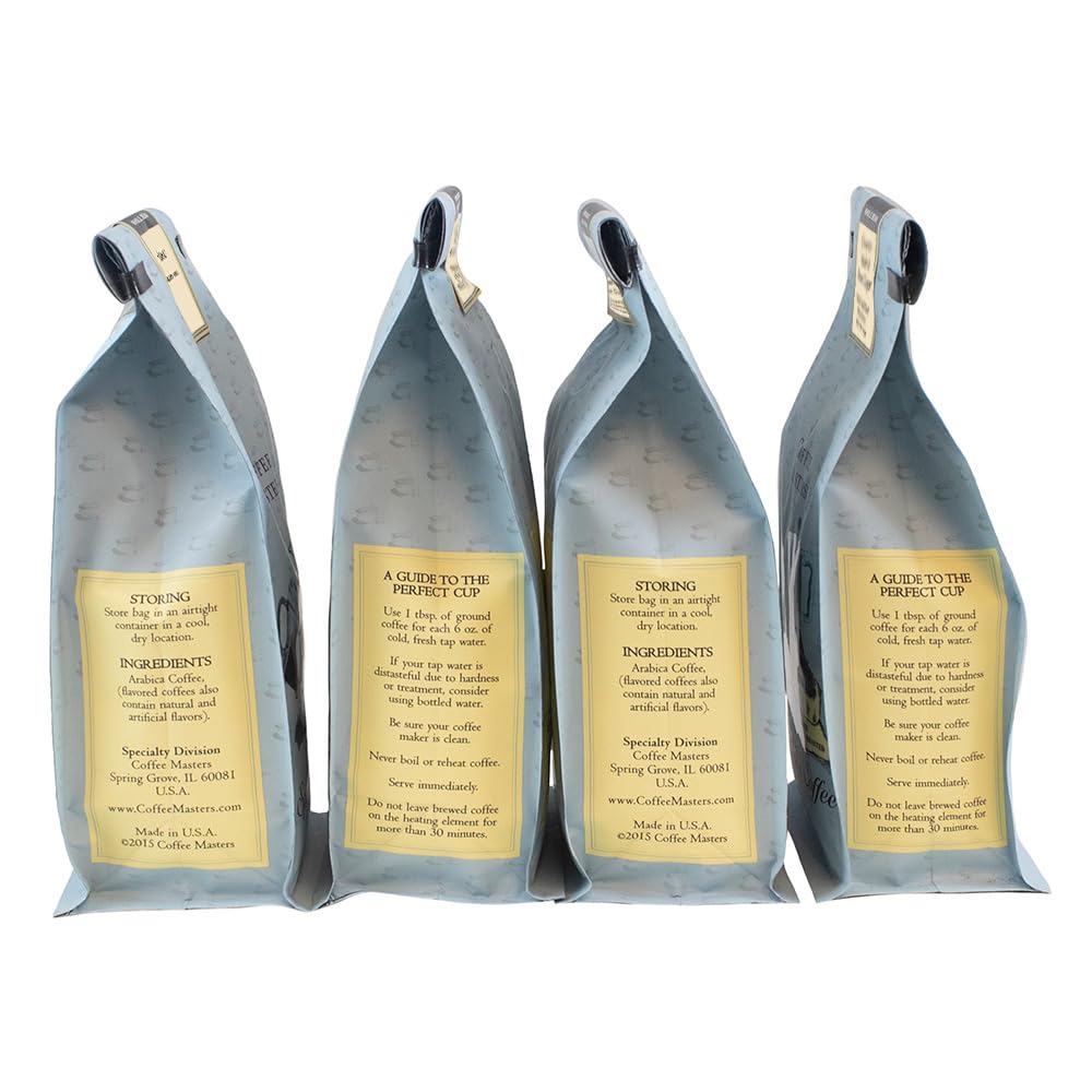 Coffee Masters Ground Coffee Sampler, Hazelnut, Cinnamon Hazelnut, Hazelnut Creme and Cinnamon Hazelnut Brown Sugar, 48 Ounce