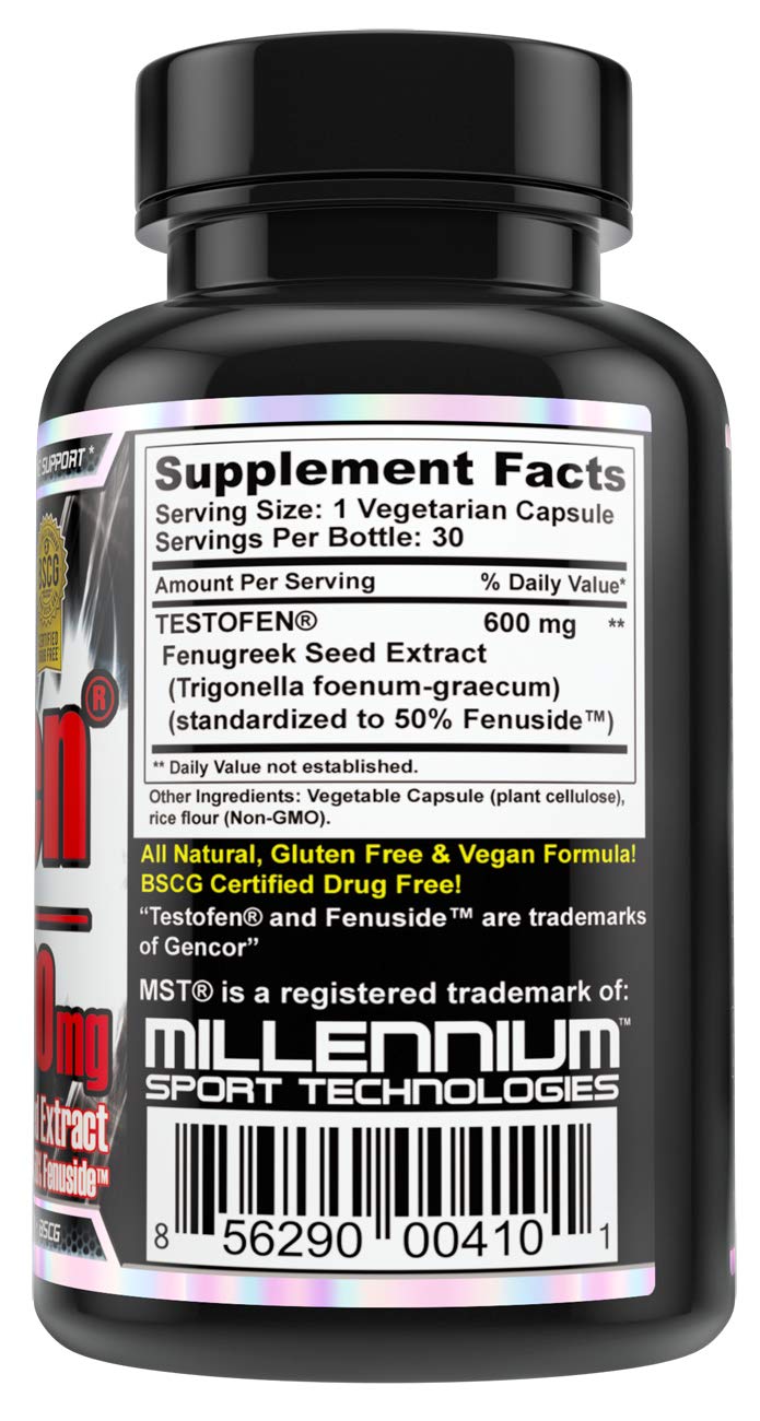 MST Testofen Supplement Twin Pack (2 Bottles of 30 Count Each) Fenugreek Seed Extract, Free Testosterone Booster, 600mg, 60 Count, Clinical Strength