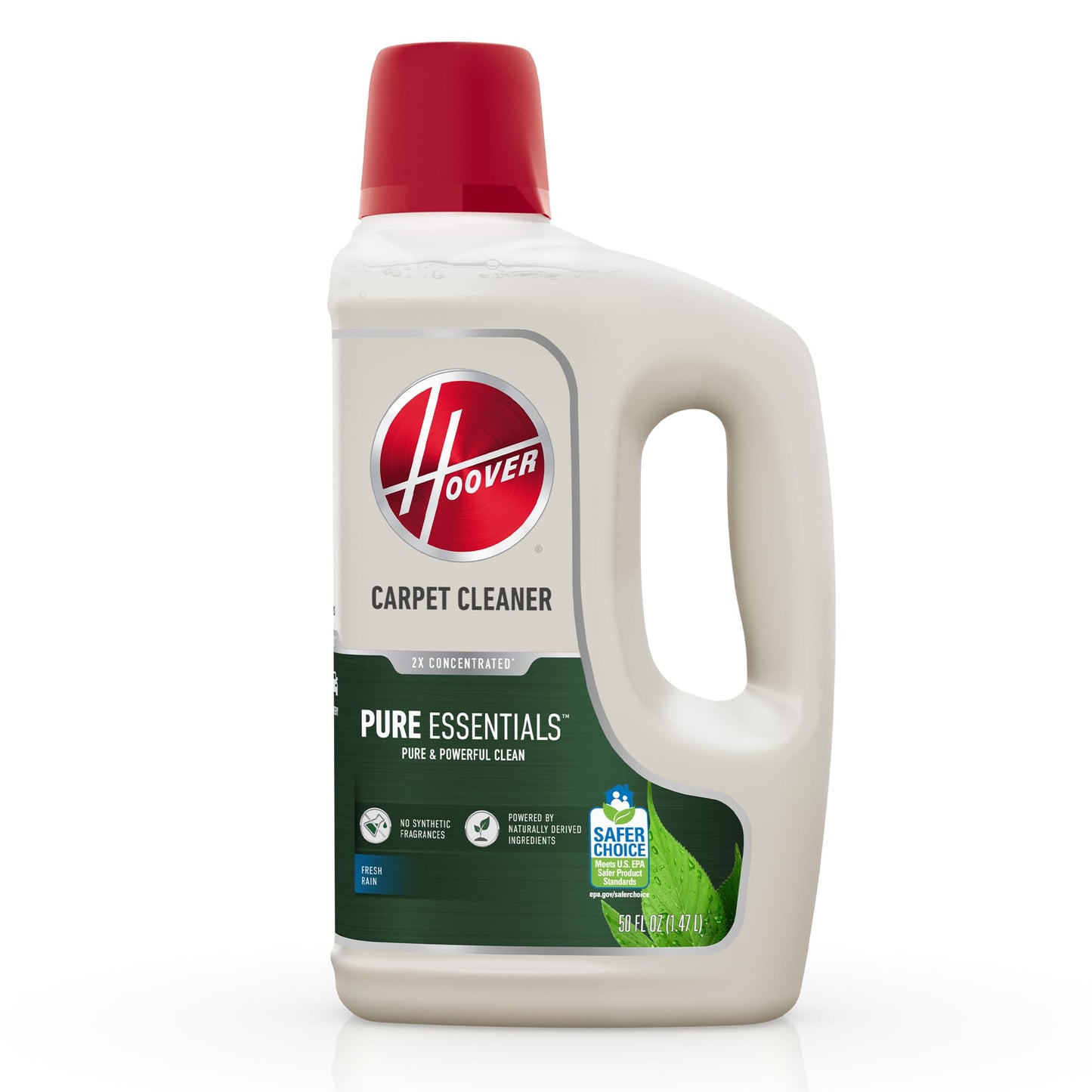 Hoover Pure Essentials Carpet Cleaner Solution, 50 oz., Fresh Rain Scent, Natural Plant Based Formula, Deep Cleaning Carpet Shampoo Solution, Pair