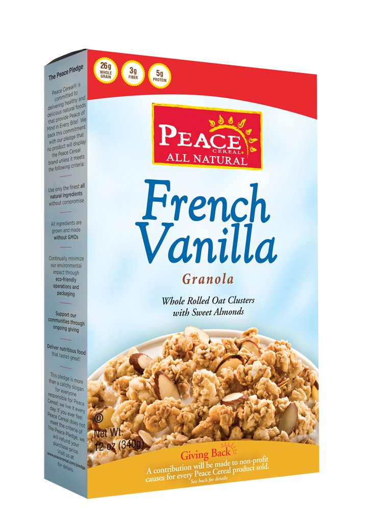Peace Cereal French Vanilla Granola, Oat Clusters with Almonds, 15-Ounce Boxes (Pack of 6)