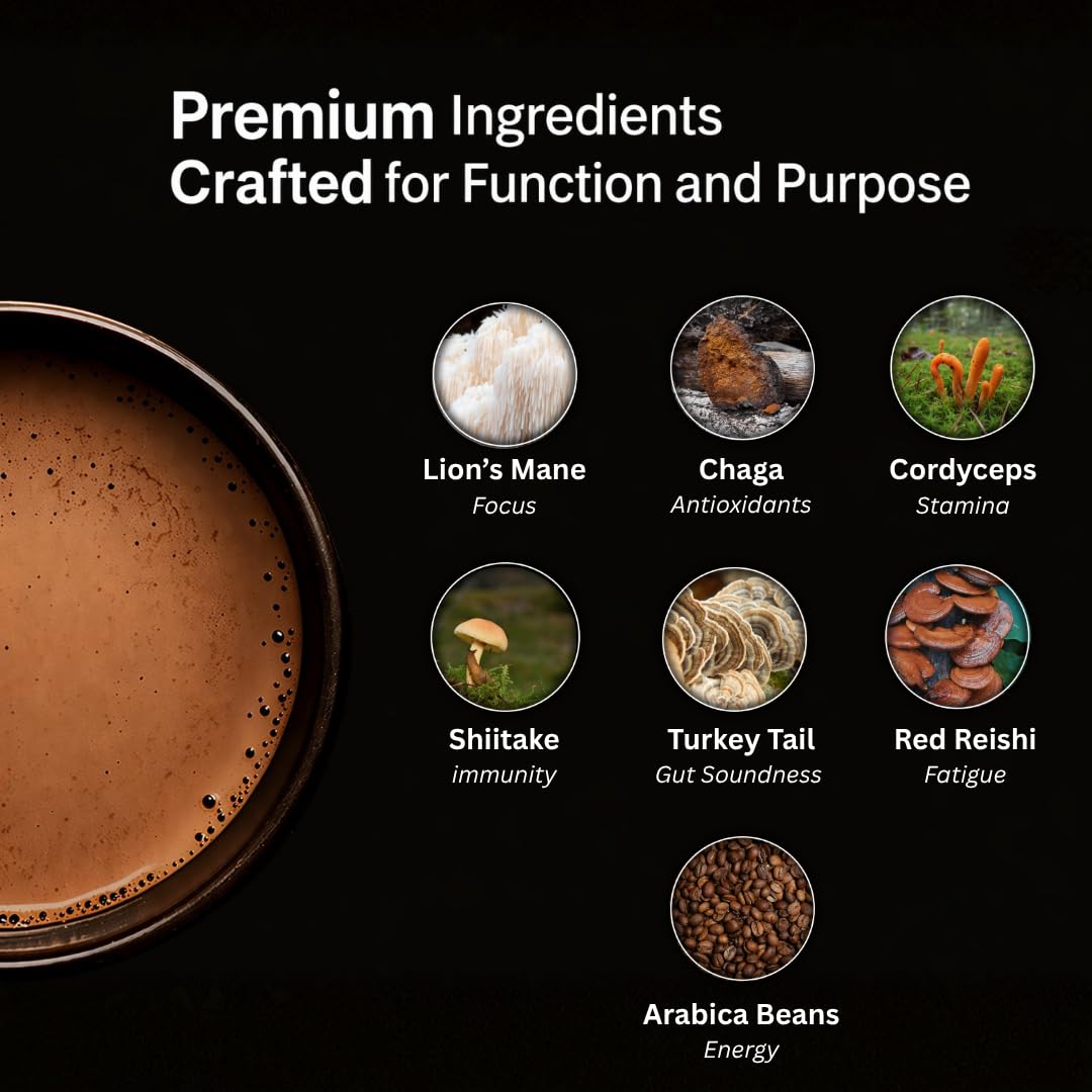 SIMPL DOSE Mushroom Coffee - 55 Servings | Focus, Energy & Mood | USA Made | Everyday Instant Coffee with Lion’s Mane, Chaga, Cordyceps, Reishi & More