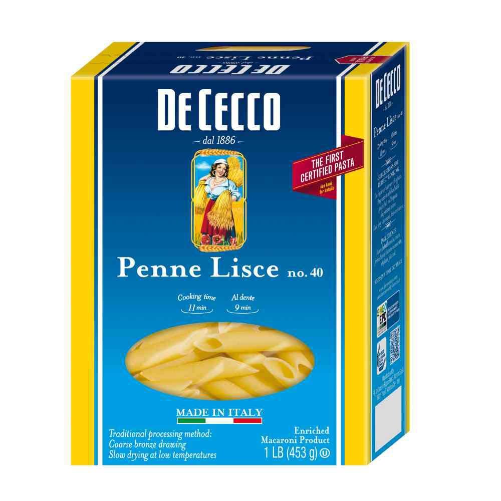 De Cecco Pasta Dececco Enriched Macaroni Penne Lisce, 1 Pound -- 12 per case.