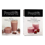 PROTIFIT - High Protein Mocha & Strawberry Pudding & Shake Mix 2 Pack, 15g Protein, Low Calorie, Low Fat, Low Carb, Aspartame Free, Idea Protein