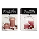 PROTIFIT - High Protein Mocha & Strawberry Pudding & Shake Mix 2 Pack, 15g Protein, Low Calorie, Low Fat, Low Carb, Aspartame Free, Idea Protein