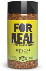 FOR REAL Zesty Zing Seasoning - Citrusy Herb Blend with Lemon, Lime & Tangerine Peel - Gluten Free, Kosher, No Seed Oils or MSG - Bright Flavor