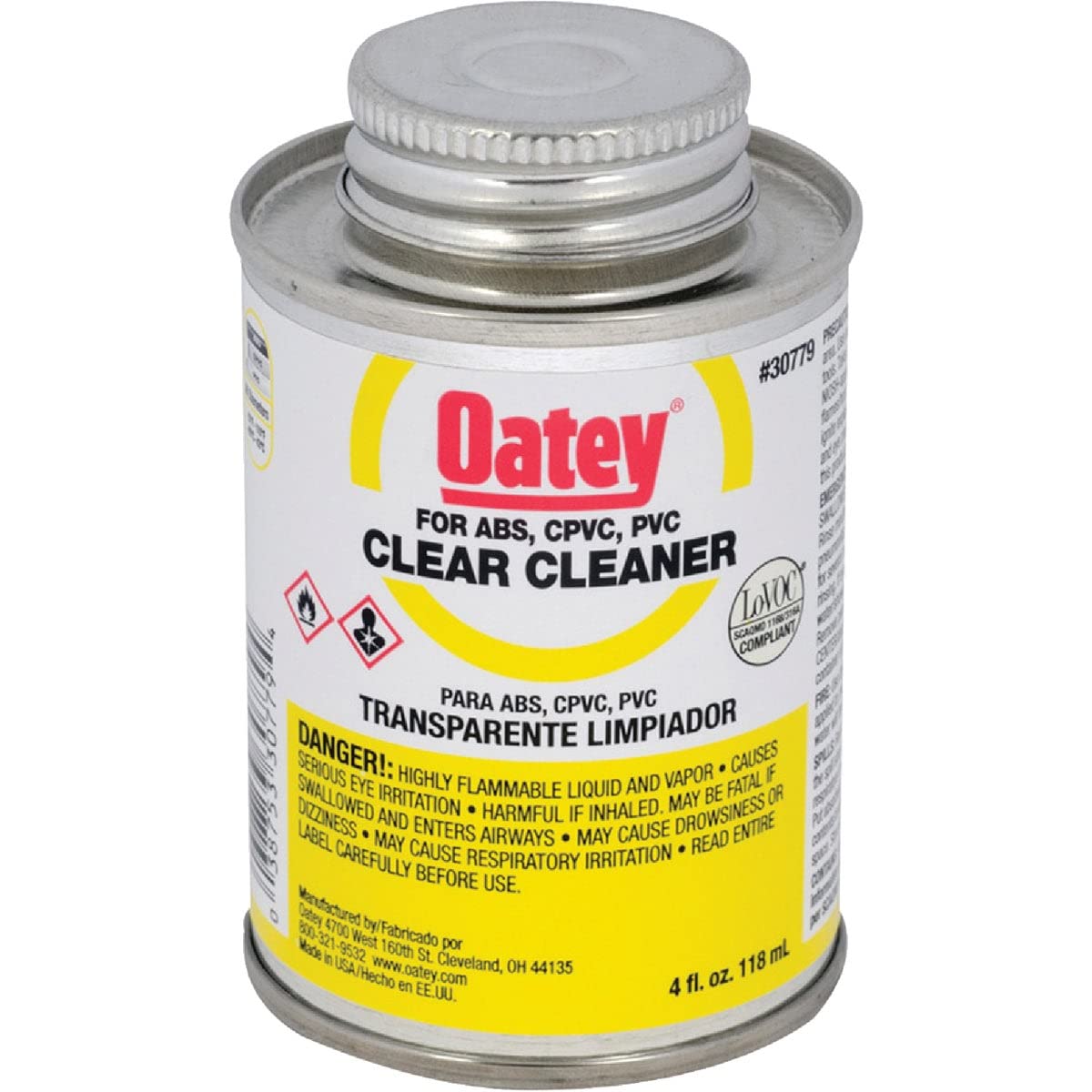 Oatey Clear Cleaner For ABS/CPVC/PVC 4 oz.