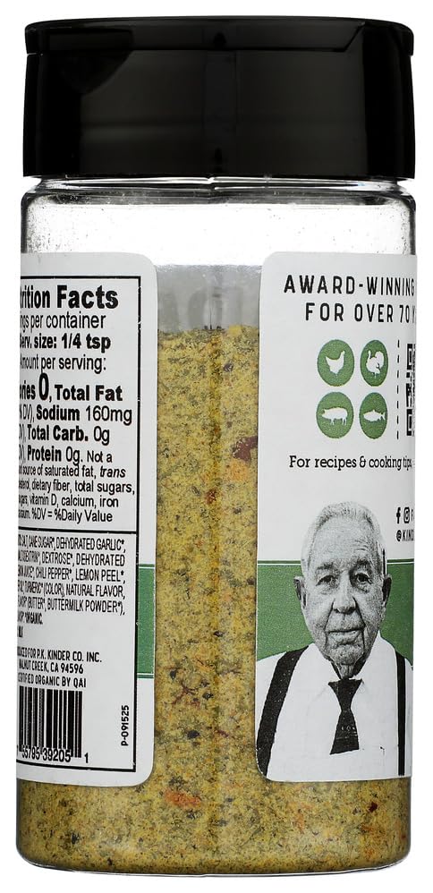 Kinder's Organic Buttery Garlic and Herb Seasoning, 5.3 Oz, Butter, Garlic, Herb & Lemon Blend, USDA Certified Organic, MSG Free, Great on Beef