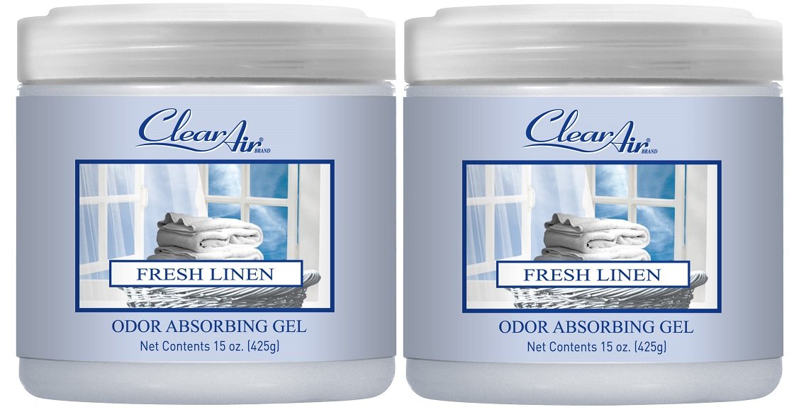 Clear Air 15oz Gel Odor Eliminator - Absorb & Remove Strong Odors from Pets, in Bathrooms, Basements, Garage, Cars, RVs & Boats - Eliminate Tough