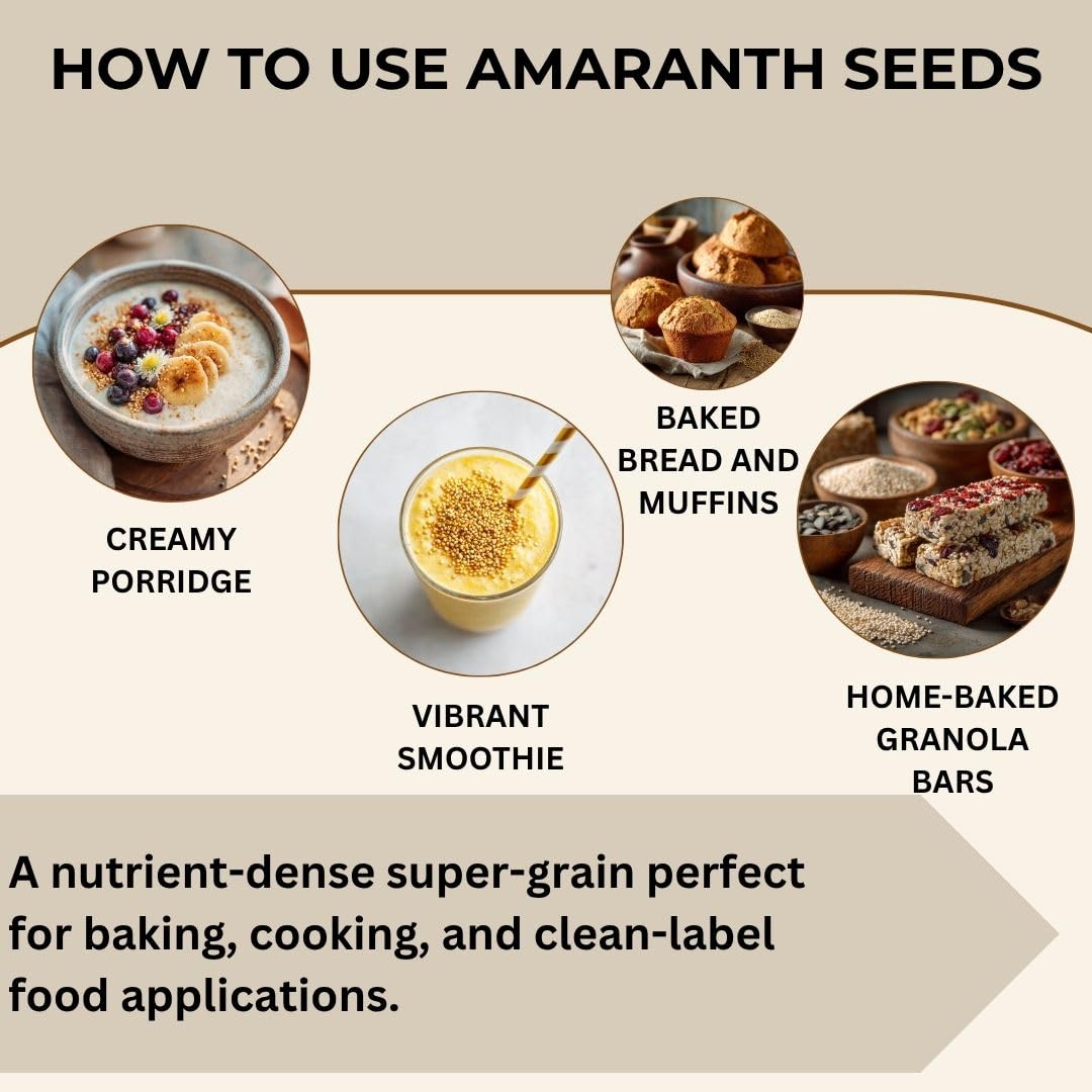SPICY PANTRY Amaranth Seeds 12 oz - Gluten-Free Ancient Grain Rich in Protein & Minerals - Use for Porridge, Popped Snacks, Baking & Salads