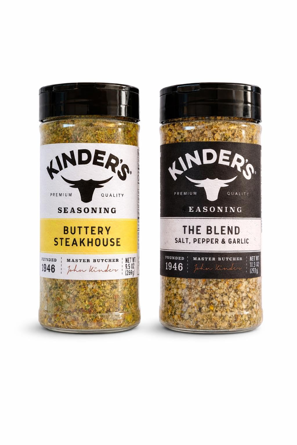 Buttery Steakhouse Rub and Seasoning (9.5 oz.), kinders, The Blend Seasoning Salt, Pepper and Garlic (10.5 oz.), kinders