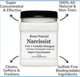 Narcissist 3-in-1 Laundry Detergent, Super Concentrated, All-Natural, Sulfate-Free, 32 oz, Plant-based, Non-Toxic, Sensitive-Skin Approved, Made in