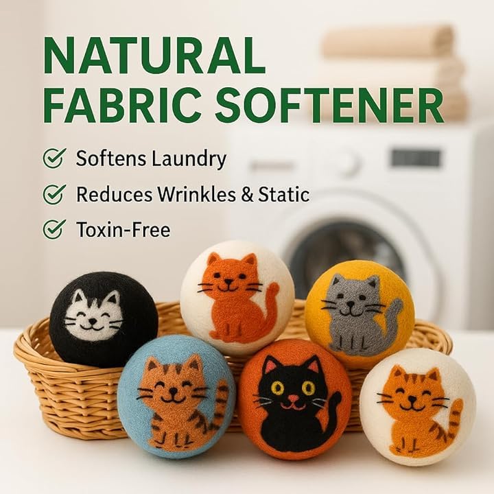 Tipitaka Laundry Wool Dryer Balls | Natural Fabric Softener - Reusable, Eco-Friendly, Reduces Drying Time - Wool Balls Replaces Dryer Sheets - 3 XL