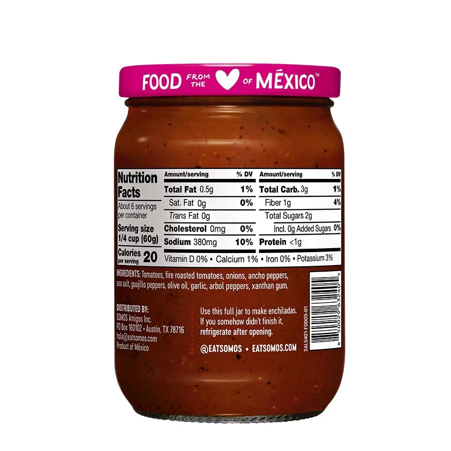 SOMOS Red Enchilada Sauce - Authentic Mexican Flavor & Trusted Quality - Gluten Free, Non-GMO & Vegan - Perfect for Enchiladas, Chip Dip | 8 oz Jar