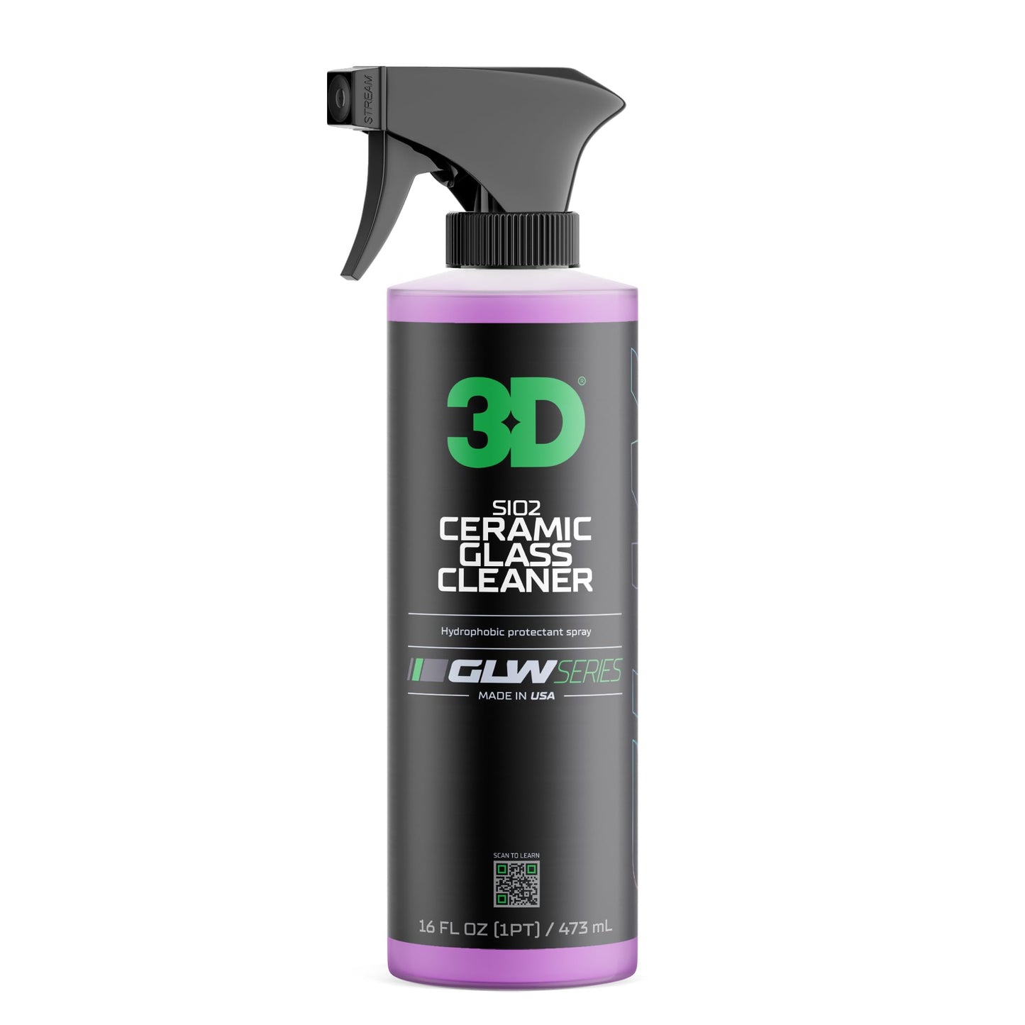 3D SiO2 Ceramic Glass Cleaner, GLW Series | Water & Rain Repellent | All-Weather Protective Ceramic Glass Cleaner | Safe for Tinted, Non-Tinted