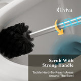 Eviva Elegant Round Toilet Bowl Brush and Holder - Metal Toilet Brushes for Bathroom with Holder - Modern Toilet Bowl Cleaner Brush Accent Piece