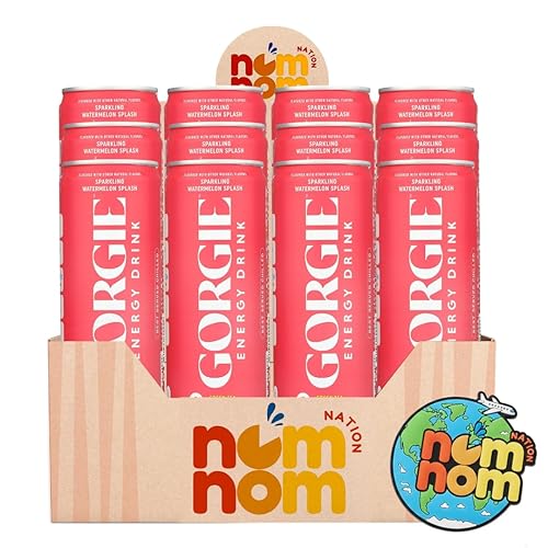 Gorgie Energy Drink Sparkling Watermelon Spice - 12 fl oz Can (Pack of 12) - Alternative to Calculus Energy Drinks with a Random Item - 13 Items