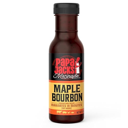 Papa Jacks Maple Bourbon Marinade, 13oz - Marinates in Minutes, Low Sodium Beef Marinade Sauce for Grilling, Roasting, Pan-Searing (1 Pack, Maple