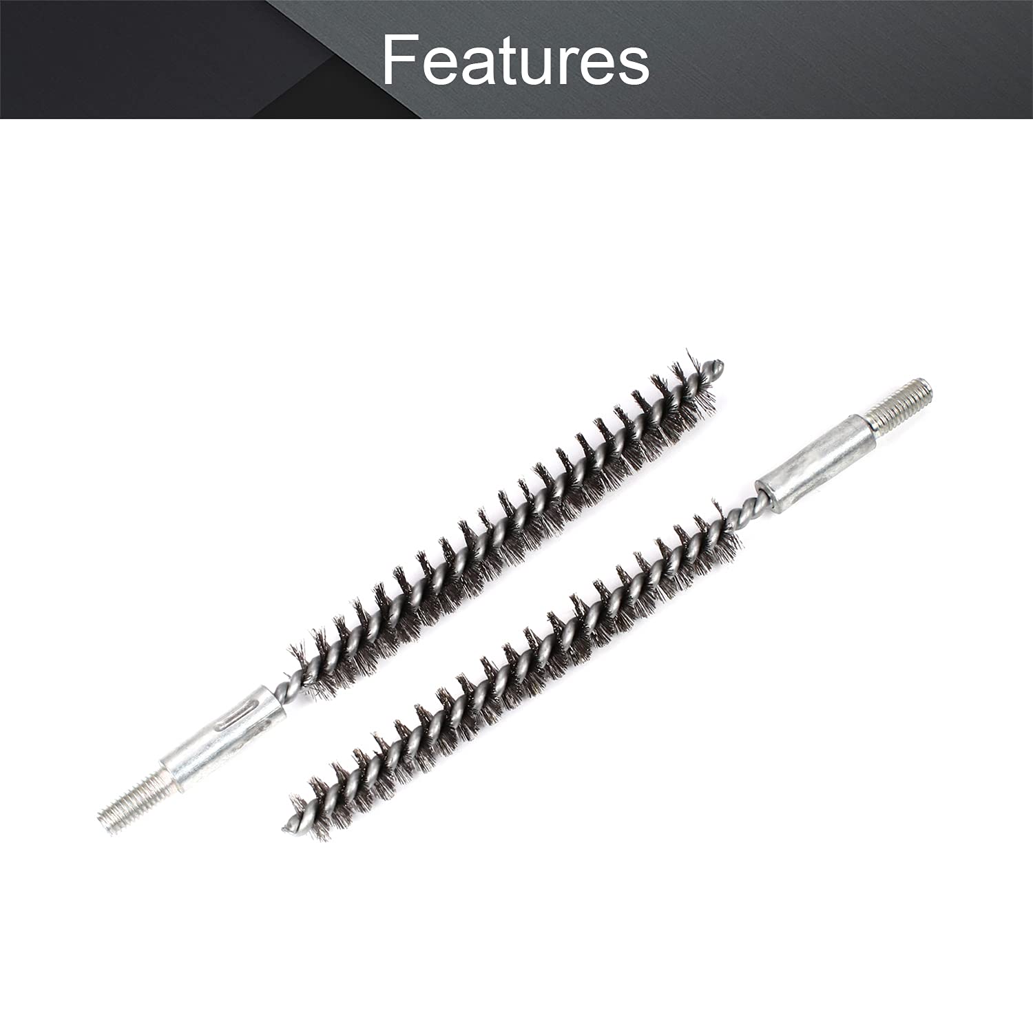 Utoolmart Stainless Steel Wire Tube Cleaning Brush, Round Chimney Cleaning Brush, M6 Threaded Interface Cleaning Brush, 12mm Diameter 160mm Length