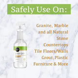 Easy Stone Care Oxy Countertop Cleaner, Marble, Granite, Stone, Safe for daily use (1 quart 32 oz.) with 2 Microfiber towels kit
