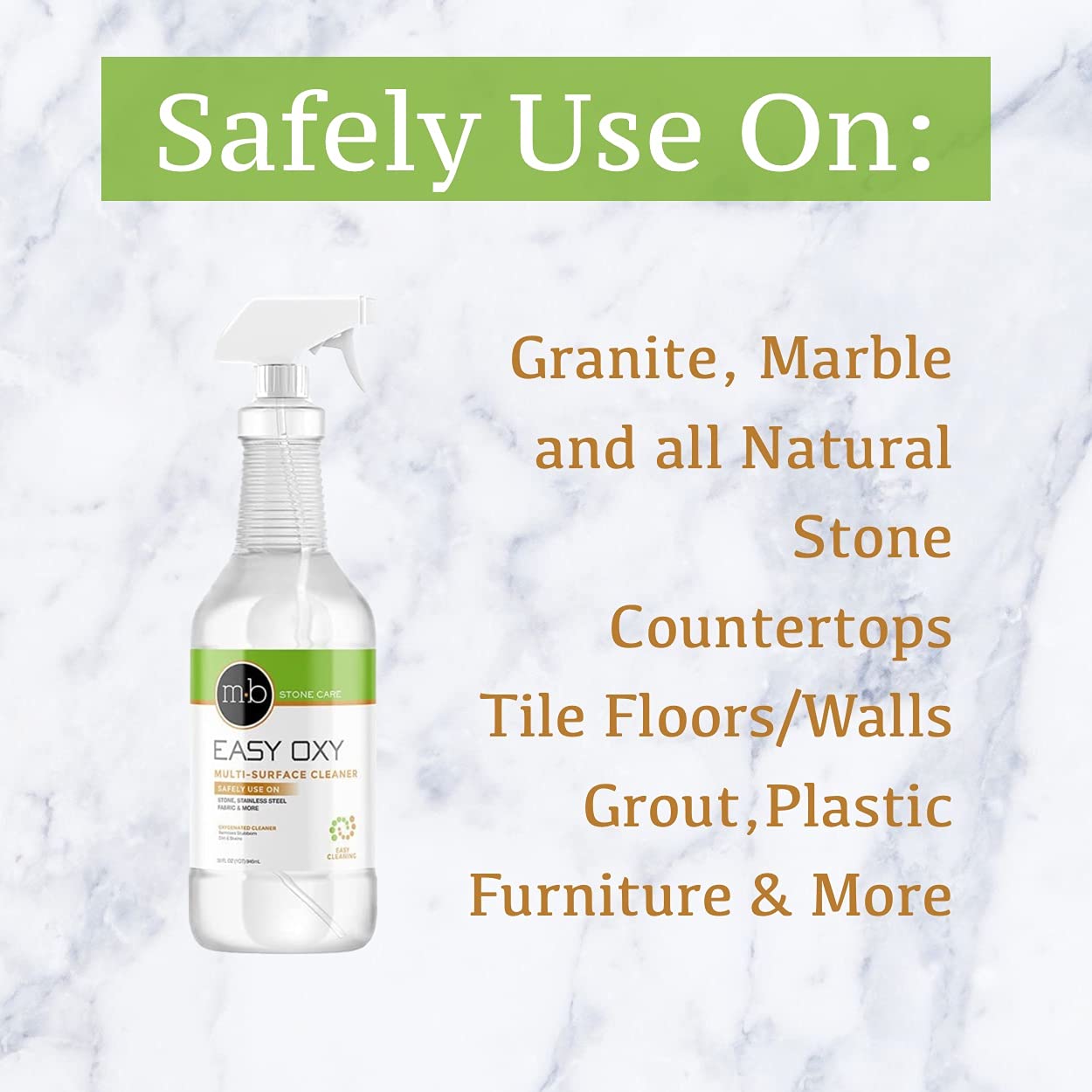 Easy Stone Care Oxy Countertop Cleaner, Marble, Granite, Stone, Safe for daily use (1 quart 32 oz.) with 2 Microfiber towels kit