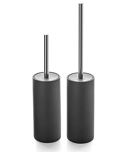 Viosuniu Matt Gray Ceramic Toilet Brush and Holder Set, Freestanding Toilet Bowl Cleaners Brush, Scrubber Brush for Toilet, Bathroom Accessories