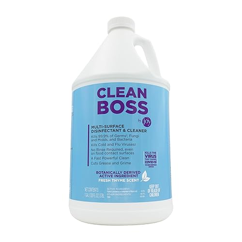 CleanBoss Botanical Disinfectant - Multi-Surface Cleaner - 128 oz - Kills 99.9% of Germs + Cold & Flu Viruses - Fresh Thyme Scent - No Rinse on Food