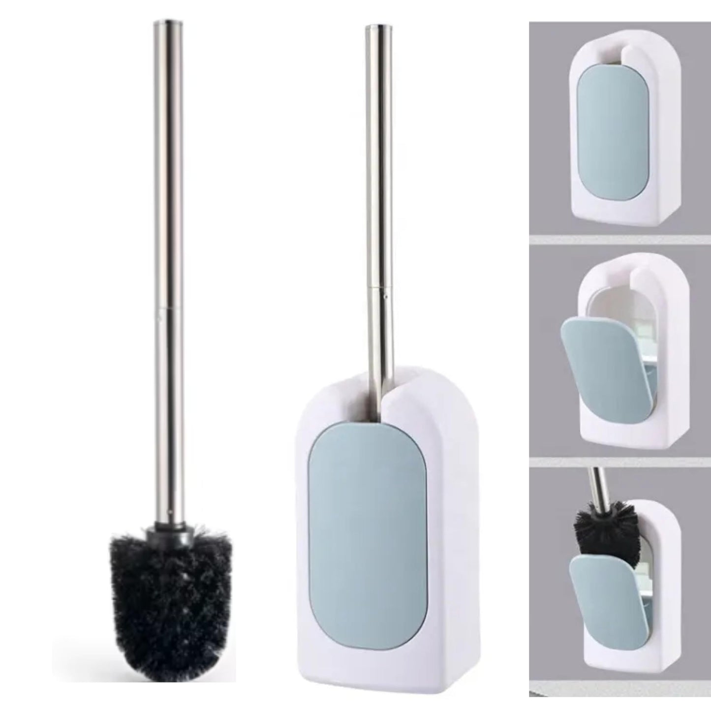 REBOLLITA Toilet Bowl Brush and Wall Mounted Holder, Premium Quality, with Stainless Steel Handle and Durable Bristles for Bathroom Deep Cleaning
