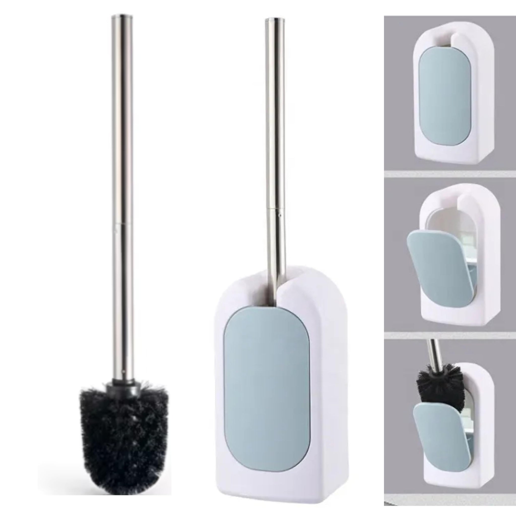 REBOLLITA Toilet Bowl Brush and Wall Mounted Holder, Premium Quality, with Stainless Steel Handle and Durable Bristles for Bathroom Deep Cleaning