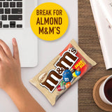 M&M'S Almond Chocolate Candy, Share Size 2.83 oz Bags, Pack of 18, Bulk Chocolate Candy Individually Wrapped